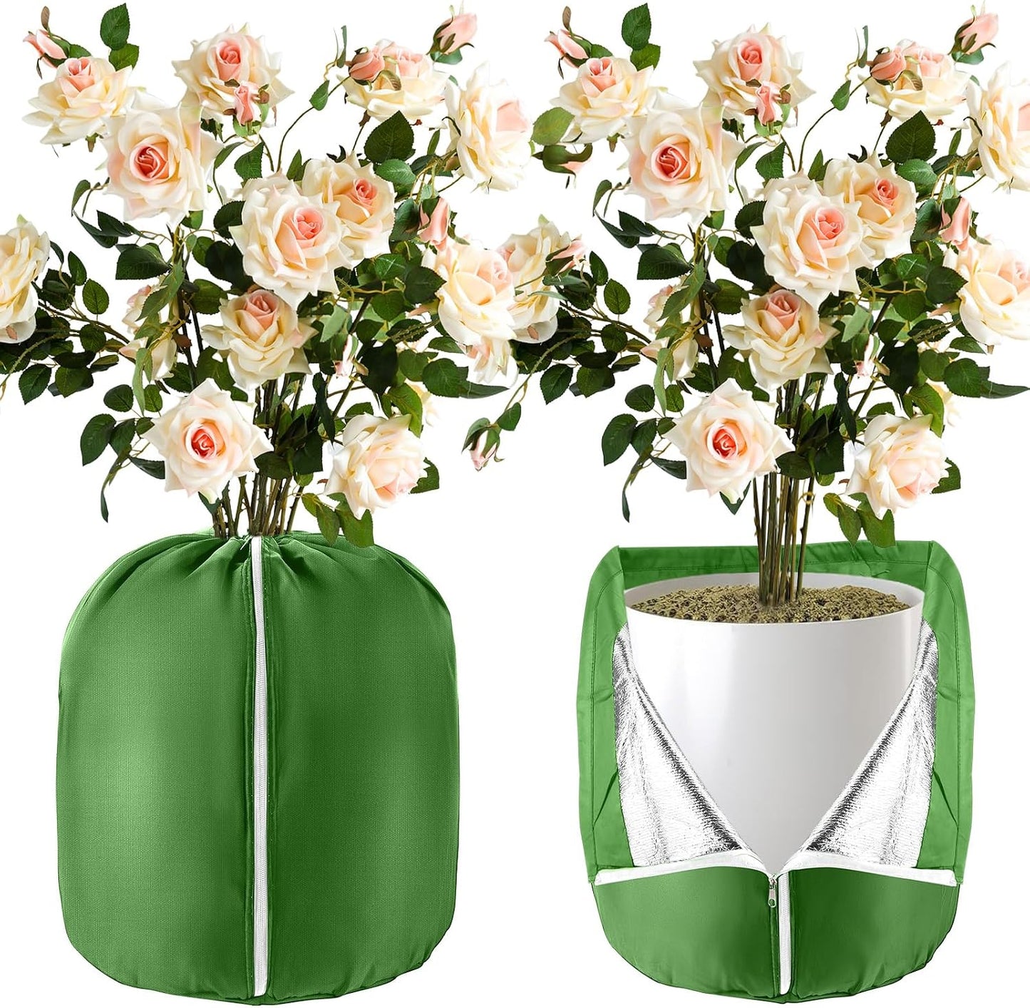 2 Pcs Plant Pot Covers for Winter Potted Plant Freeze Protection Cover Frost Jacket with Zipper Drawstring to Keep Outdoor Plants Flowers Shrubs Trees Warm (17.7" D x 19.7" H - Black)