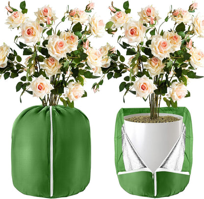 2 Pcs Plant Pot Covers for Winter Potted Plant Freeze Protection Cover Frost Jacket with Zipper Drawstring to Keep Outdoor Plants Flowers Shrubs Trees Warm (17.7" D x 19.7" H - Black)