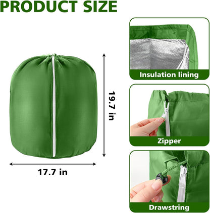 2 Pcs Plant Pot Covers for Winter Potted Plant Freeze Protection Cover Frost Jacket with Zipper Drawstring to Keep Outdoor Plants Flowers Shrubs Trees Warm (17.7" D x 19.7" H - Black)