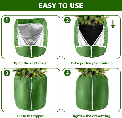 2 Pcs Plant Pot Covers for Winter Potted Plant Freeze Protection Cover Frost Jacket with Zipper Drawstring to Keep Outdoor Plants Flowers Shrubs Trees Warm (17.7" D x 19.7" H - Black)