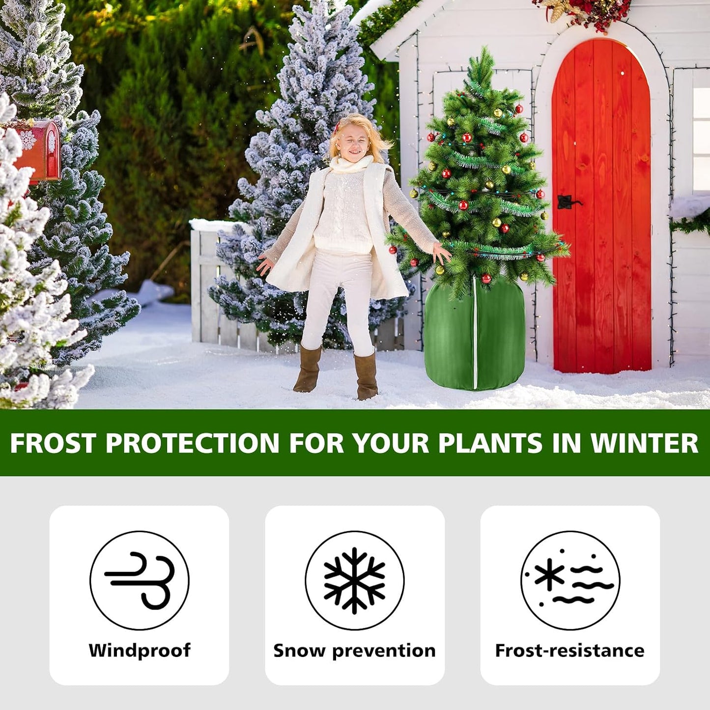 2 Pcs Plant Pot Covers for Winter Potted Plant Freeze Protection Cover Frost Jacket with Zipper Drawstring to Keep Outdoor Plants Flowers Shrubs Trees Warm (17.7" D x 19.7" H - Black)