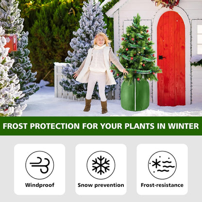 2 Pcs Plant Pot Covers for Winter Potted Plant Freeze Protection Cover Frost Jacket with Zipper Drawstring to Keep Outdoor Plants Flowers Shrubs Trees Warm (17.7" D x 19.7" H - Black)