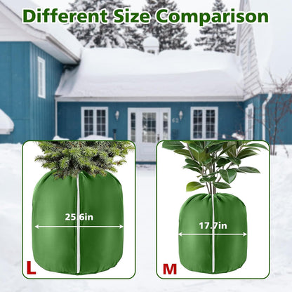 2 Pcs Plant Pot Covers for Winter Potted Plant Freeze Protection Cover Frost Jacket with Zipper Drawstring to Keep Outdoor Plants Flowers Shrubs Trees Warm (17.7" D x 19.7" H - Black)
