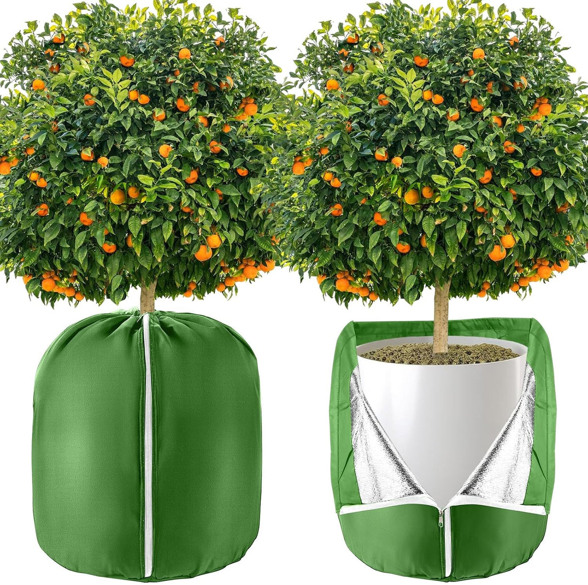 2 Pcs Plant Pot Covers for Winter Potted Plant Freeze Protection Cover Frost Jacket with Zipper Drawstring to Keep Outdoor Plants Flowers Shrubs Trees Warm (17.7" D x 19.7" H - Black)