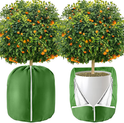 2 Pcs Plant Pot Covers for Winter Potted Plant Freeze Protection Cover Frost Jacket with Zipper Drawstring to Keep Outdoor Plants Flowers Shrubs Trees Warm (17.7" D x 19.7" H - Black)