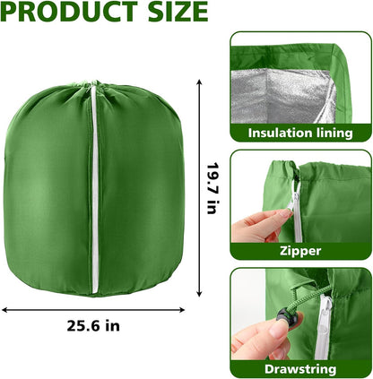 2 Pcs Plant Pot Covers for Winter Potted Plant Freeze Protection Cover Frost Jacket with Zipper Drawstring to Keep Outdoor Plants Flowers Shrubs Trees Warm (17.7" D x 19.7" H - Black)