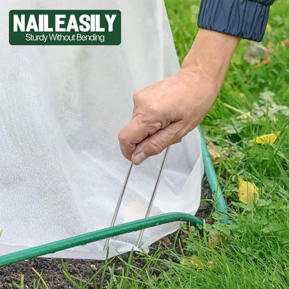 U Shape Garden Stakes 50 Packs 4 Inch 11 Gauge Irrigation Tubing Stakes, Heavy Duty Galvanized Landscape Staples for Tube, Lawns, Landscape Fabrics,Irrigation Hose and Weed Barriers