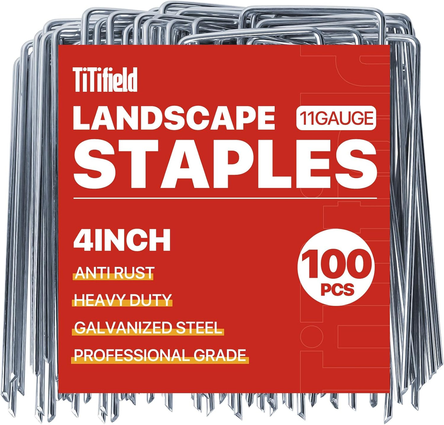U Shape Garden Stakes 50 Packs 4 Inch 11 Gauge Irrigation Tubing Stakes, Heavy Duty Galvanized Landscape Staples for Tube, Lawns, Landscape Fabrics,Irrigation Hose and Weed Barriers