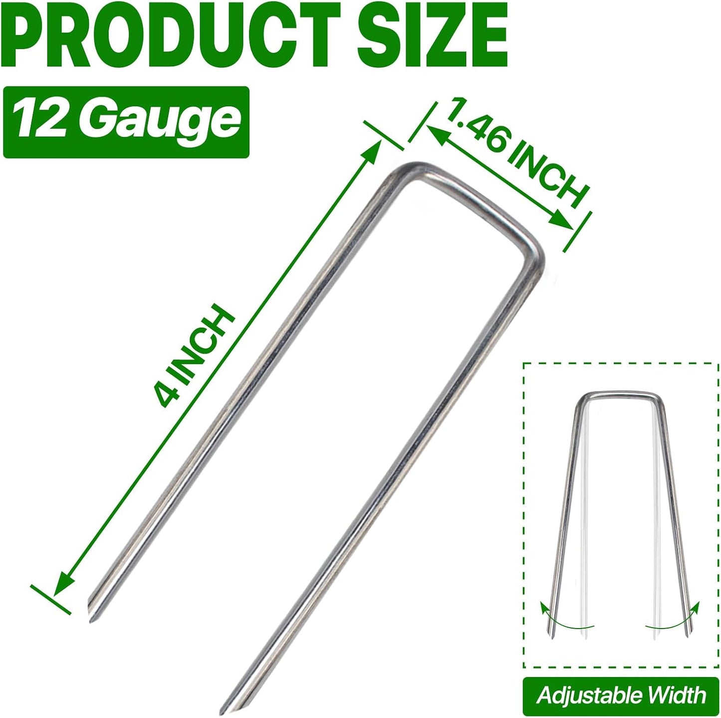 U Shape Garden Stakes 50 Packs 4 Inch 11 Gauge Irrigation Tubing Stakes, Heavy Duty Galvanized Landscape Staples for Tube, Lawns, Landscape Fabrics,Irrigation Hose and Weed Barriers
