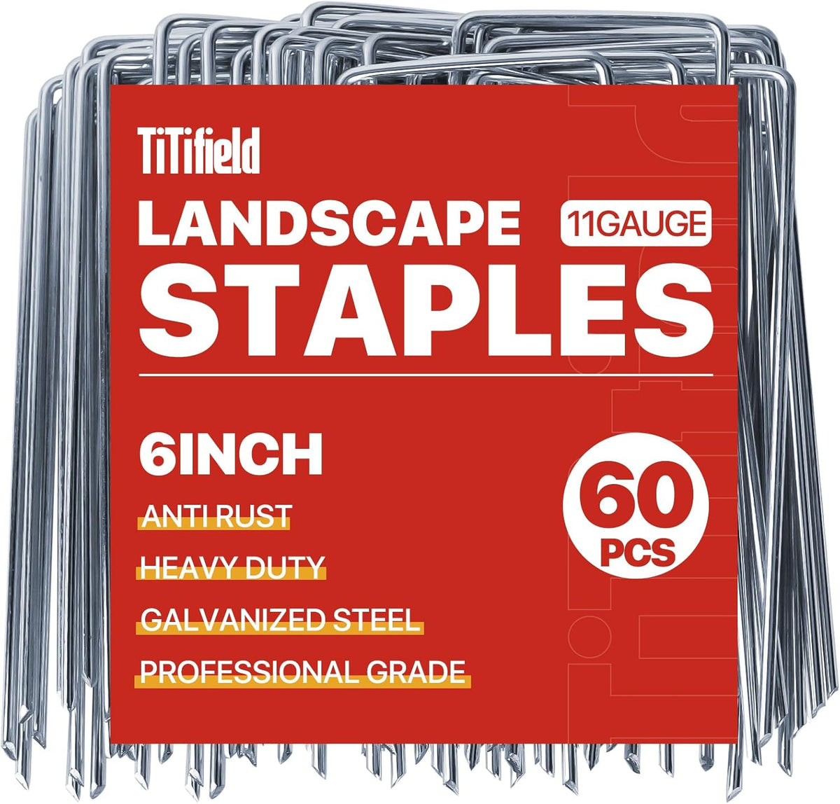U Shape Garden Stakes 50 Packs 4 Inch 11 Gauge Irrigation Tubing Stakes, Heavy Duty Galvanized Landscape Staples for Tube, Lawns, Landscape Fabrics,Irrigation Hose and Weed Barriers