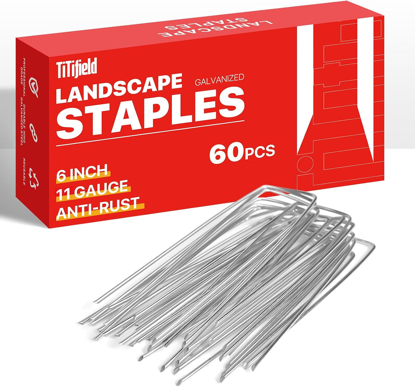 U Shape Garden Stakes 50 Packs 4 Inch 11 Gauge Irrigation Tubing Stakes, Heavy Duty Galvanized Landscape Staples for Tube, Lawns, Landscape Fabrics,Irrigation Hose and Weed Barriers