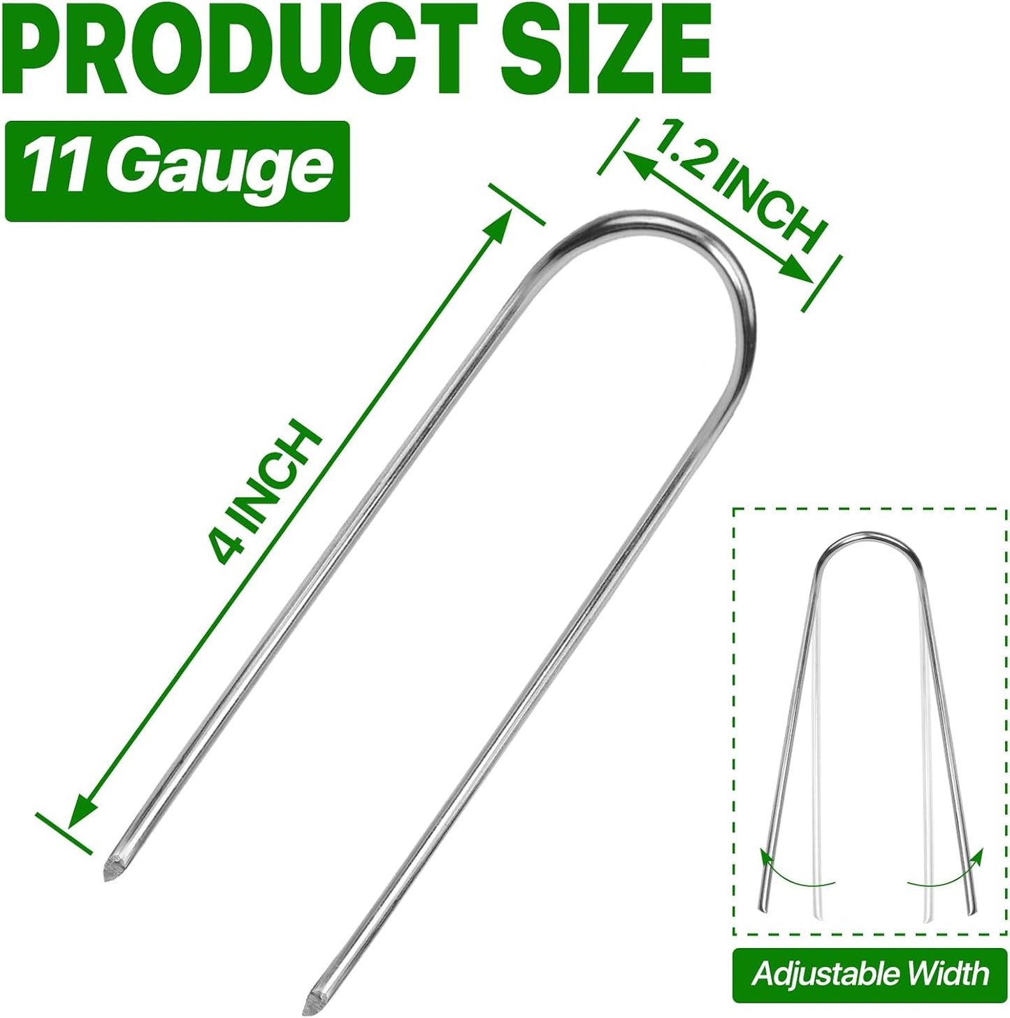 U Shape Garden Stakes 50 Packs 4 Inch 11 Gauge Irrigation Tubing Stakes, Heavy Duty Galvanized Landscape Staples for Tube, Lawns, Landscape Fabrics,Irrigation Hose and Weed Barriers
