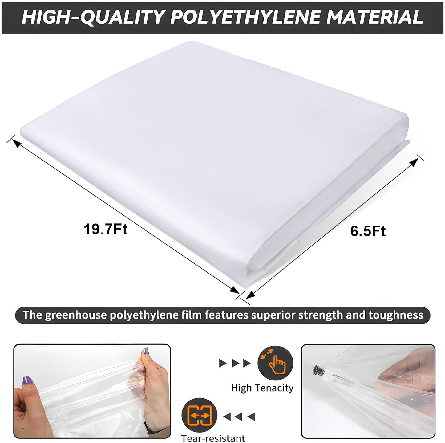 Greenhouse Plastic Sheeting 8' x 25' 6 Mil, Clear UV Resistant Heavy Duty Polyethylene Film, Thick Greenhouse Cover for Garden, Farm, Agriculture