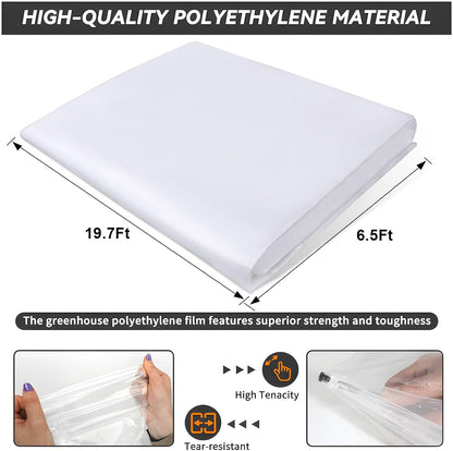 Greenhouse Plastic Sheeting 8' x 25' 6 Mil, Clear UV Resistant Heavy Duty Polyethylene Film, Thick Greenhouse Cover for Garden, Farm, Agriculture
