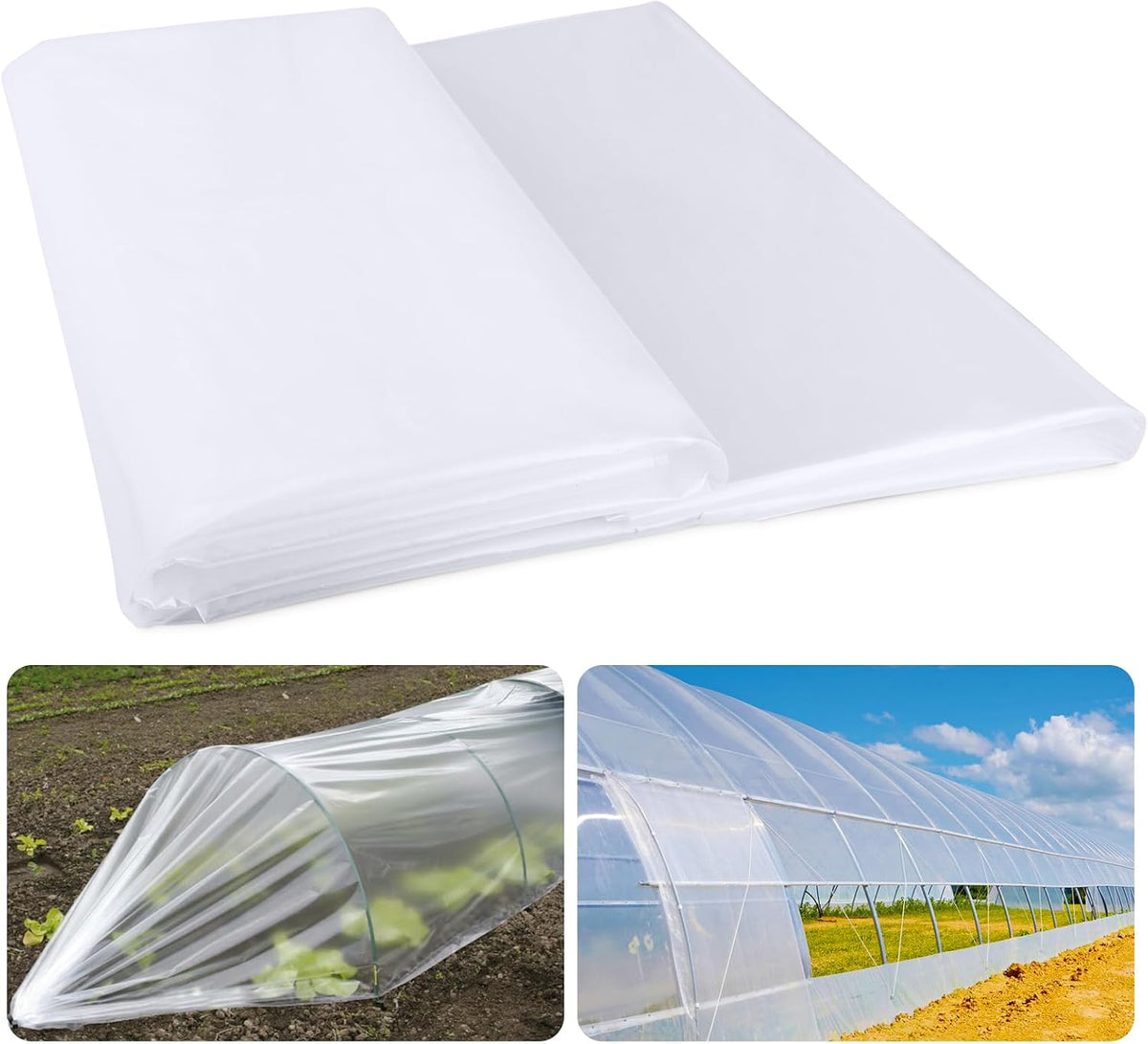 Greenhouse Plastic Sheeting 8' x 25' 6 Mil, Clear UV Resistant Heavy Duty Polyethylene Film, Thick Greenhouse Cover for Garden, Farm, Agriculture