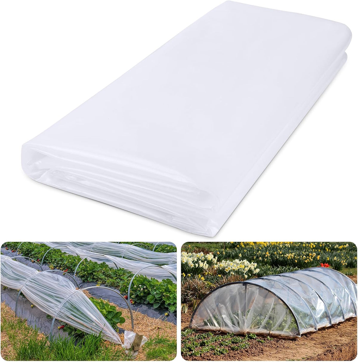 Greenhouse Plastic Sheeting 8' x 25' 6 Mil, Clear UV Resistant Heavy Duty Polyethylene Film, Thick Greenhouse Cover for Garden, Farm, Agriculture