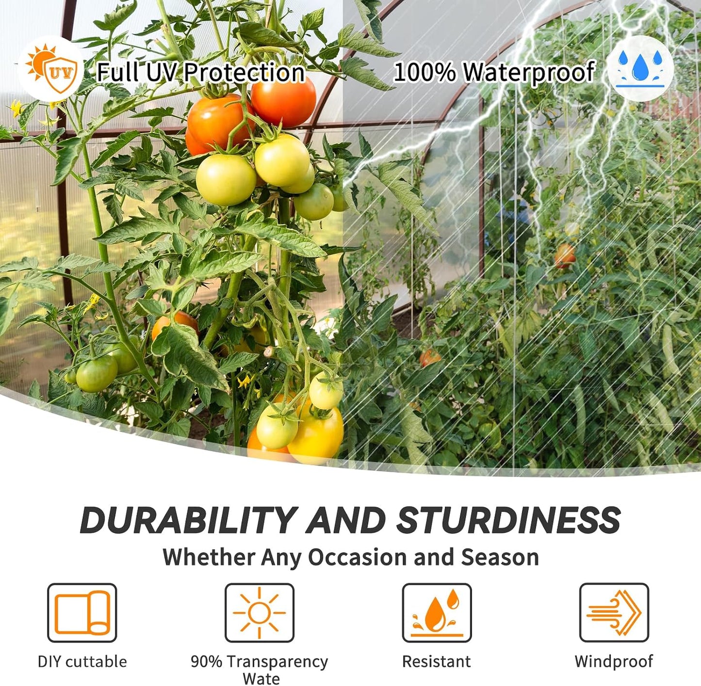 Greenhouse Plastic Sheeting 8' x 25' 6 Mil, Clear UV Resistant Heavy Duty Polyethylene Film, Thick Greenhouse Cover for Garden, Farm, Agriculture