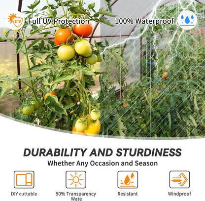 Greenhouse Plastic Sheeting 8' x 25' 6 Mil, Clear UV Resistant Heavy Duty Polyethylene Film, Thick Greenhouse Cover for Garden, Farm, Agriculture