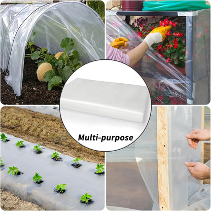 Greenhouse Plastic Sheeting 8' x 25' 6 Mil, Clear UV Resistant Heavy Duty Polyethylene Film, Thick Greenhouse Cover for Garden, Farm, Agriculture