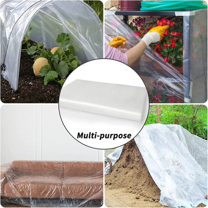 Greenhouse Plastic Sheeting 8' x 25' 6 Mil, Clear UV Resistant Heavy Duty Polyethylene Film, Thick Greenhouse Cover for Garden, Farm, Agriculture