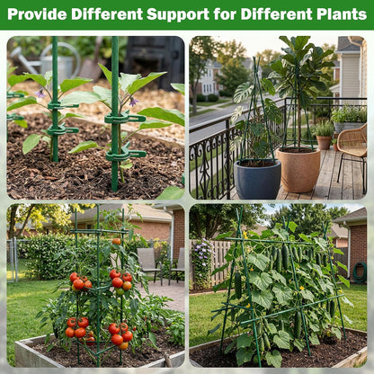 Garden Stakes 20 Pack, 16 Inch Plastic Coated Metal Plant Support Stakes, Sturdy Tomato Stakes with 14 Connectors 14 Rotatable Clips 14 Plant Clips for Indoor Outdoor Vegetables