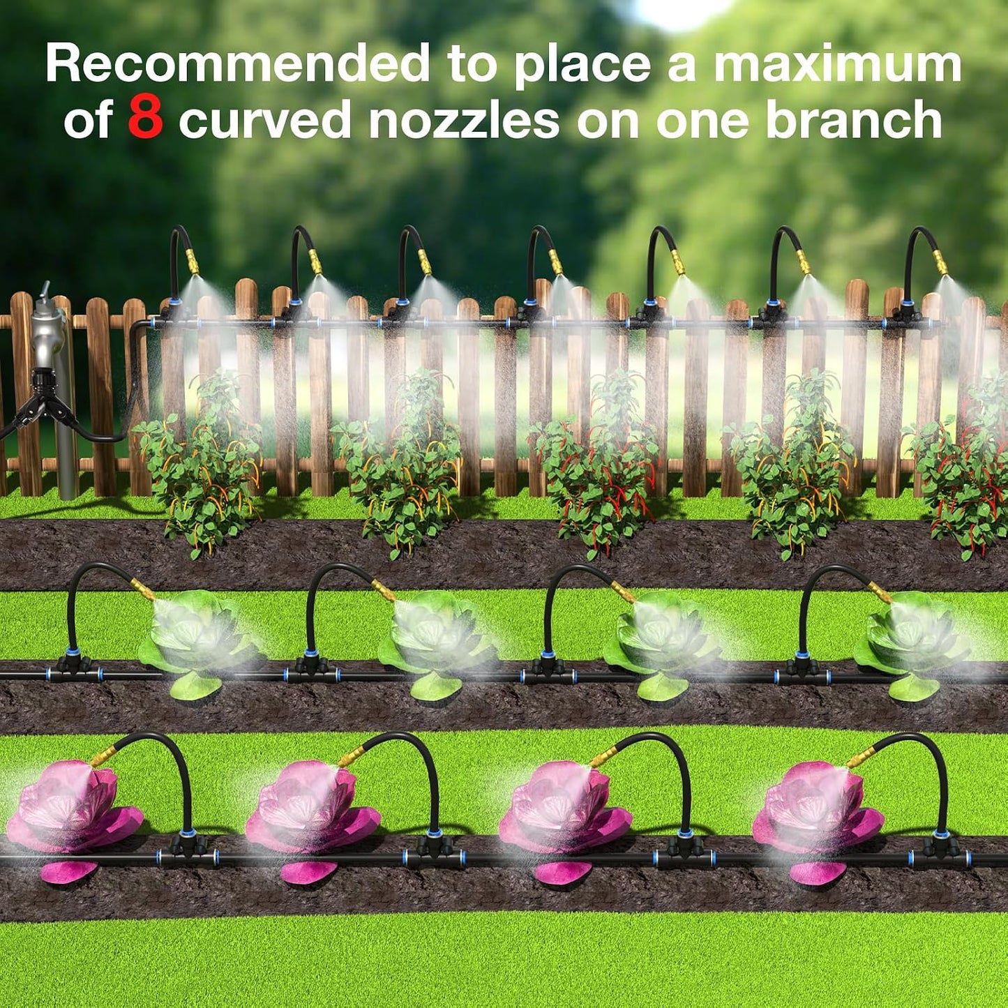 360° Drip Irrigation Misting Copper Nozzles for 1/4" Irrigation Tubing