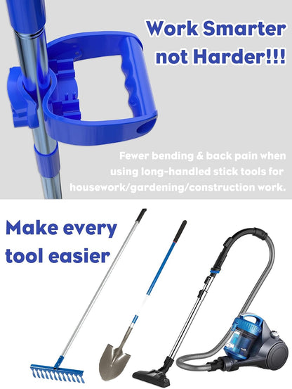 Shovel Garden Tool Handle Attachment, Universal Back Saver Grip for Shovels, Rakes, Hoes, Spades & Long-Handle Yard Lawns Tools, D Grip Ergonomic Handle Replacement Helper, Easy Comfort Hold, Blue