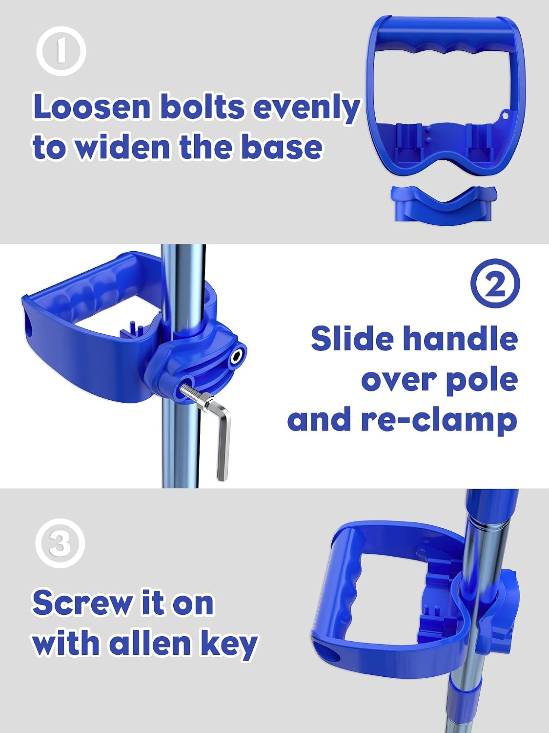 Shovel Garden Tool Handle Attachment, Universal Back Saver Grip for Shovels, Rakes, Hoes, Spades & Long-Handle Yard Lawns Tools, D Grip Ergonomic Handle Replacement Helper, Easy Comfort Hold, Blue