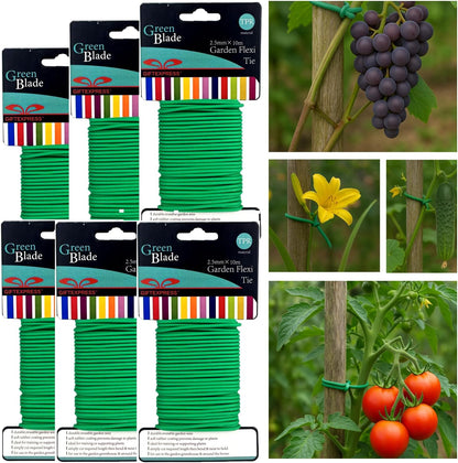 Pack of 6 Garden Soft Wire Tie, 32.8' ea. Garden Plant Tie, Light Duty Flexi Tie, Plant Twist Ties