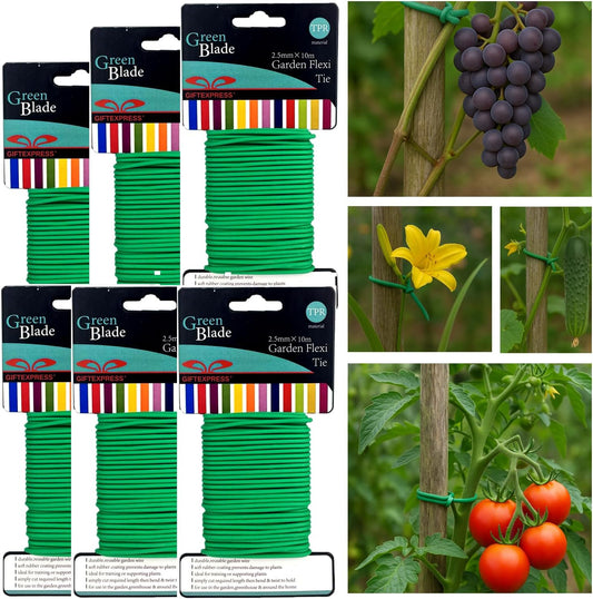 Pack of 6 Garden Soft Wire Tie, 32.8' ea. Garden Plant Tie, Light Duty Flexi Tie, Plant Twist Ties
