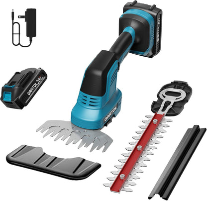 2-in-1 Cordless Hedge Trimmer & Grass Shears, Compatible with Makita 18V Battery, 20V Handheld Bush Trimmer with 12" & 6" Blades, Battery & Charger Included, Lightweight Bush Clipper for Yard