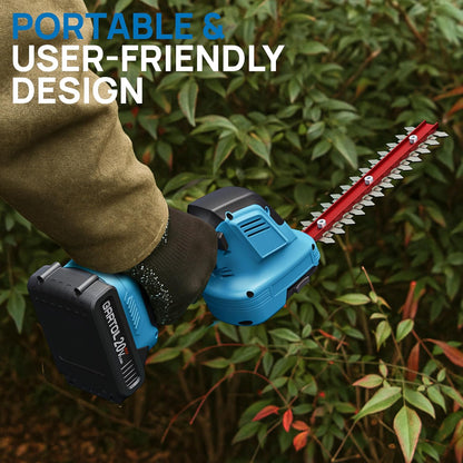 2-in-1 Cordless Hedge Trimmer & Grass Shears, Compatible with Makita 18V Battery, 20V Handheld Bush Trimmer with 12" & 6" Blades, Battery & Charger Included, Lightweight Bush Clipper for Yard
