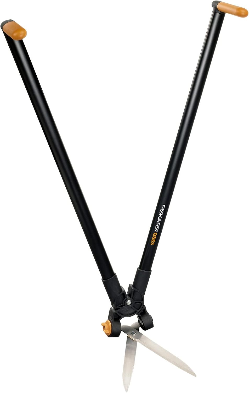 PowerLever Grass and Hedge Shear GS53, Multifunctional Hedge and Lawn Scissors, Range up to 2.5 m, Black/Orange, 1001565