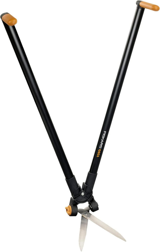 PowerLever Grass and Hedge Shear GS53, Multifunctional Hedge and Lawn Scissors, Range up to 2.5 m, Black/Orange, 1001565