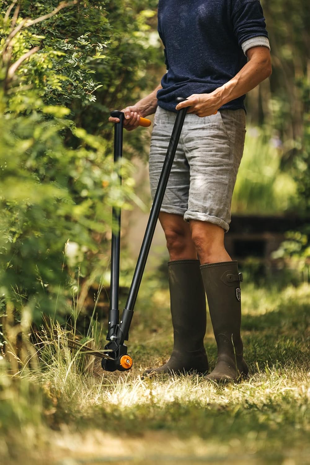PowerLever Grass and Hedge Shear GS53, Multifunctional Hedge and Lawn Scissors, Range up to 2.5 m, Black/Orange, 1001565