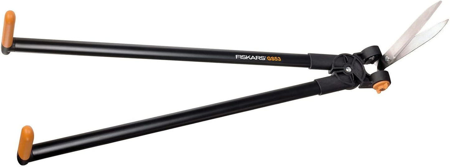 PowerLever Grass and Hedge Shear GS53, Multifunctional Hedge and Lawn Scissors, Range up to 2.5 m, Black/Orange, 1001565