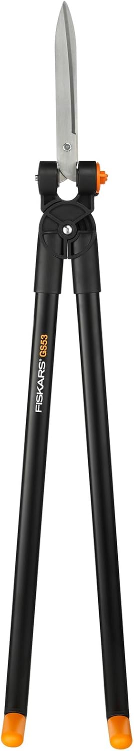PowerLever Grass and Hedge Shear GS53, Multifunctional Hedge and Lawn Scissors, Range up to 2.5 m, Black/Orange, 1001565