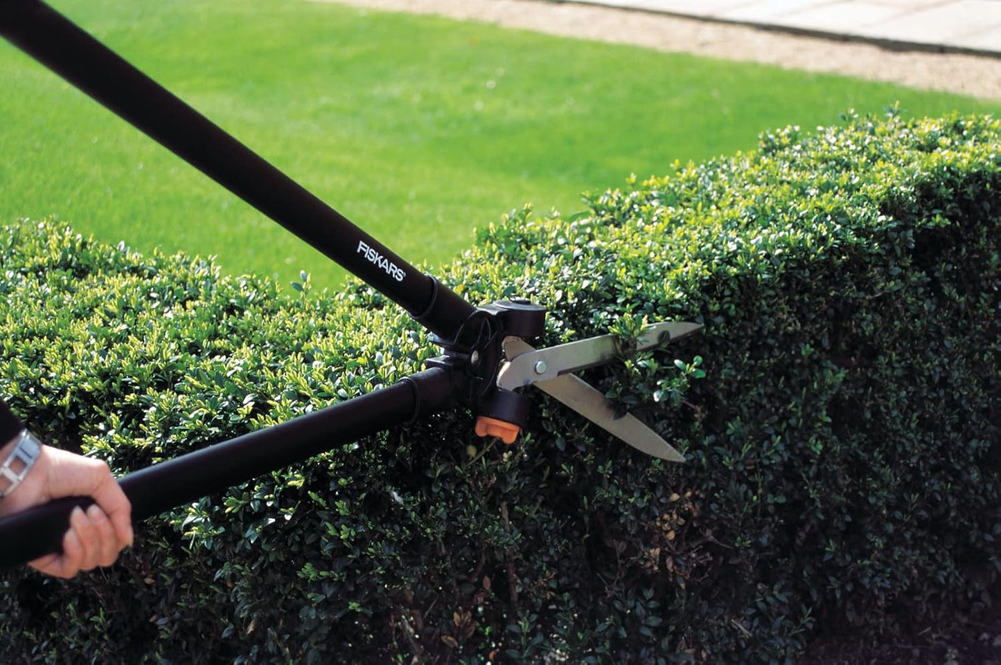 PowerLever Grass and Hedge Shear GS53, Multifunctional Hedge and Lawn Scissors, Range up to 2.5 m, Black/Orange, 1001565