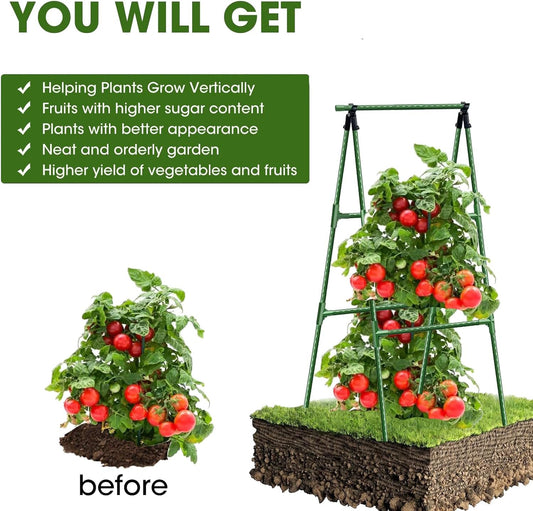 Cucumber Trellis for Raised Bed, Small Foldable A-Frame Garden Trellis for Climbing Plants Outdoor,Plastic-Coated Steel Core for Cucumber Beans and Vine Type Plants ﻿ (Green, 15x47in)