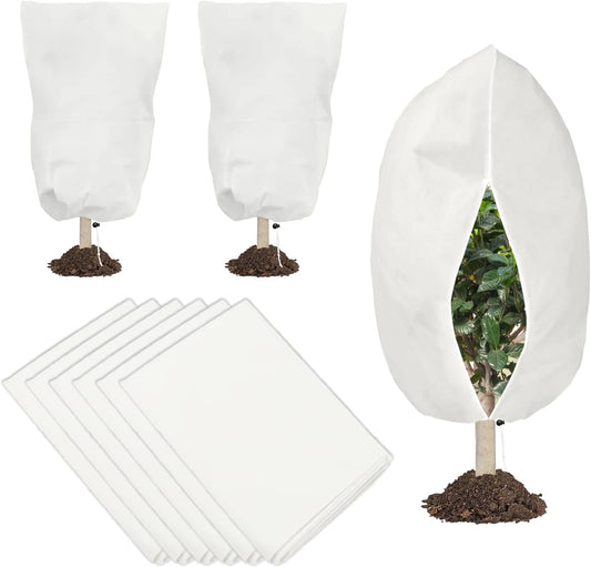 6 PCS Plant Covers Freeze Protection with Zipper Drawstring, 47.2"x31.5"