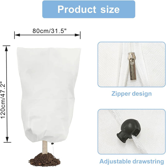 6 PCS Plant Covers Freeze Protection with Zipper Drawstring, 47.2"x31.5"