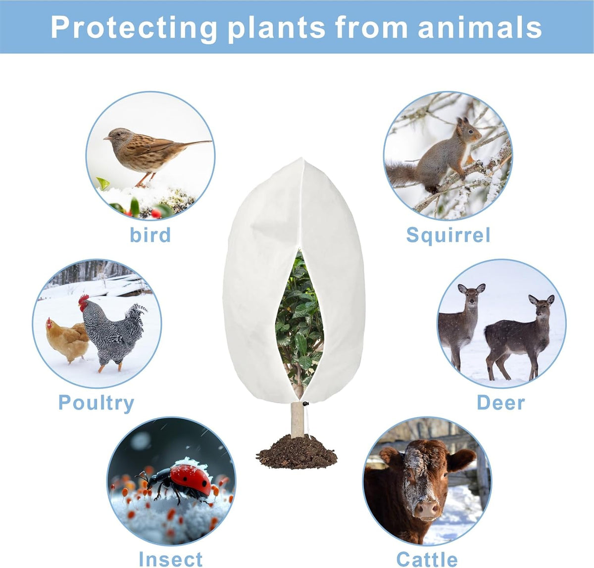6 PCS Plant Covers Freeze Protection with Zipper Drawstring, 47.2"x31.5"