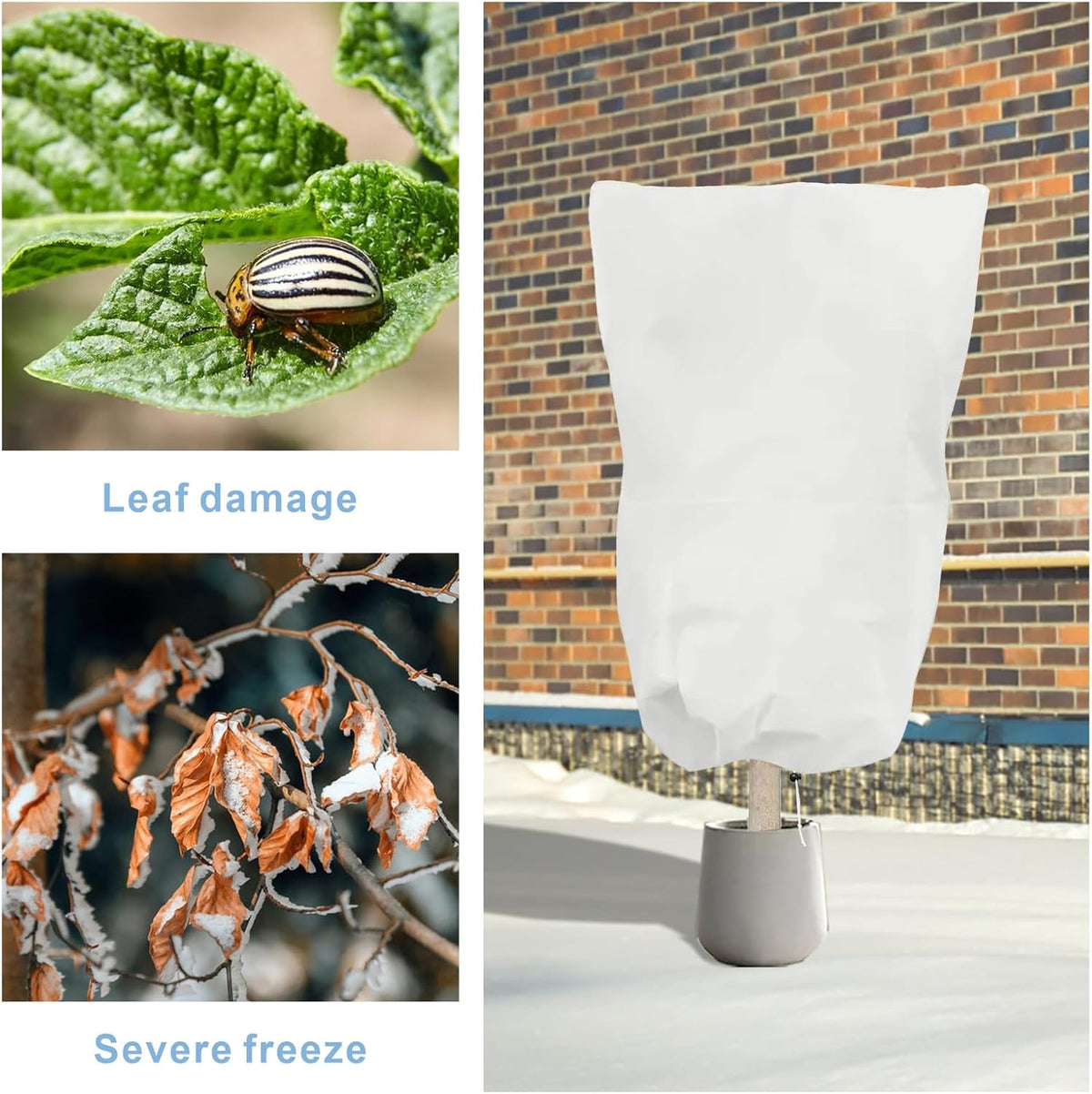 6 PCS Plant Covers Freeze Protection with Zipper Drawstring, 47.2"x31.5"