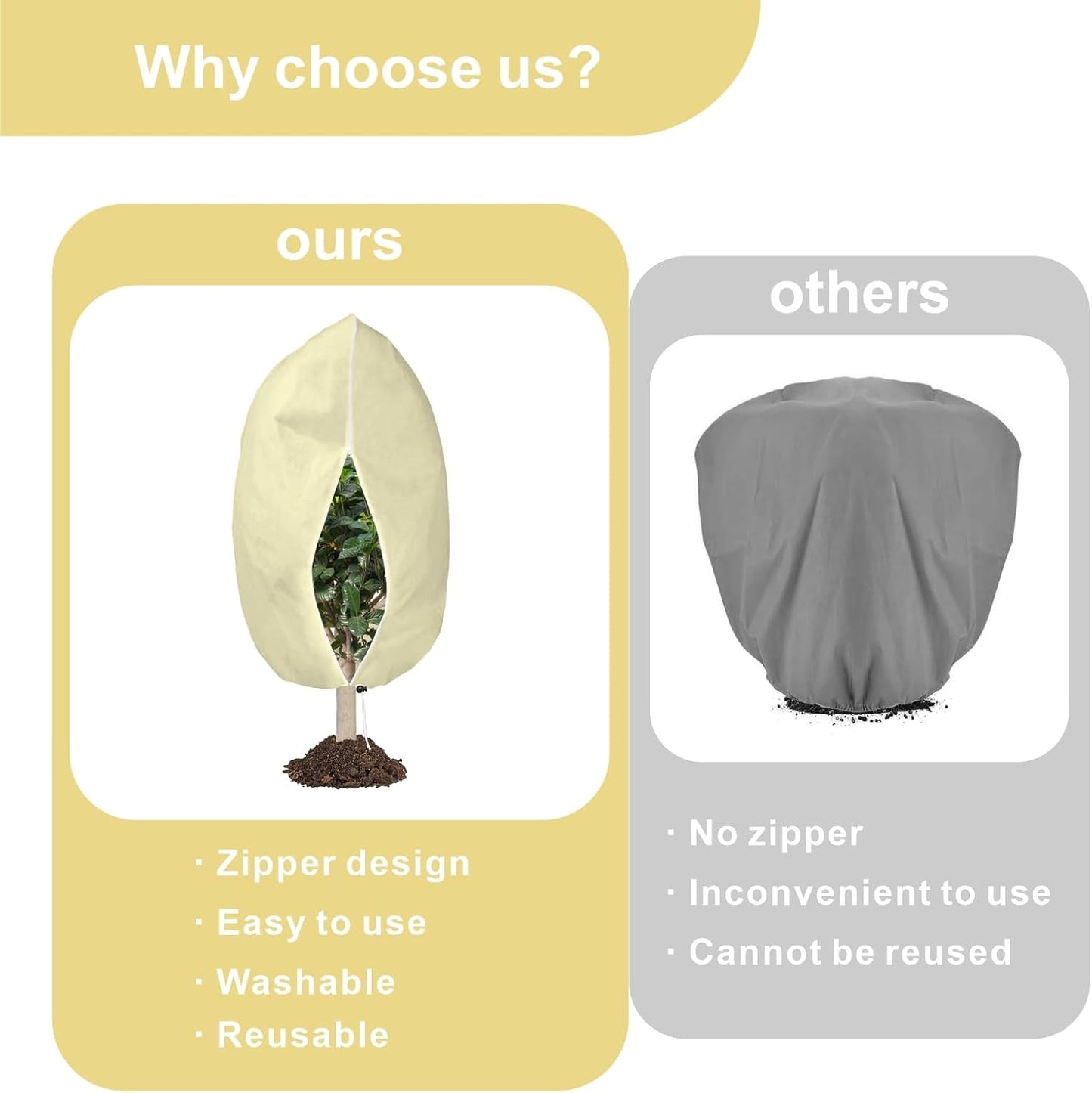 6 PCS Plant Covers Freeze Protection with Zipper Drawstring, 47.2"x31.5"
