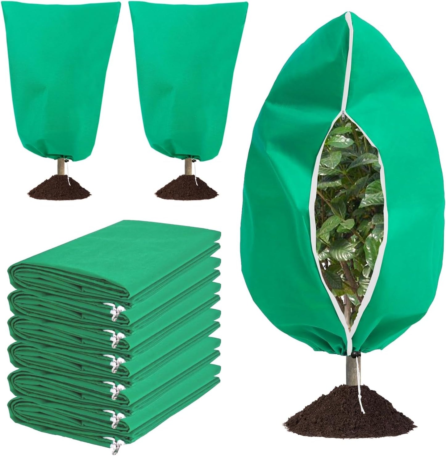 6 PCS Plant Covers Freeze Protection with Zipper Drawstring, 47.2"x31.5"