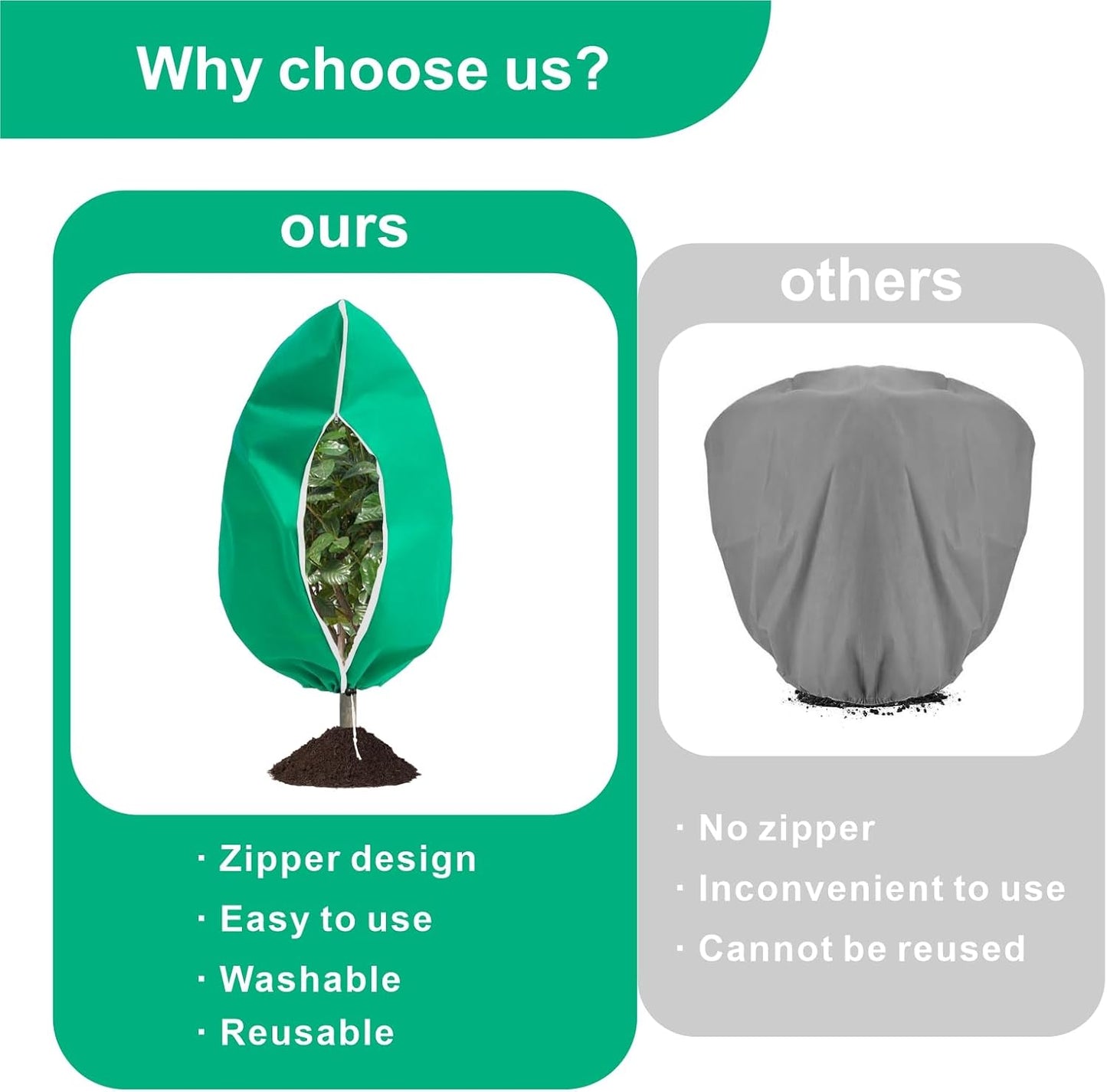 6 PCS Plant Covers Freeze Protection with Zipper Drawstring, 47.2"x31.5"