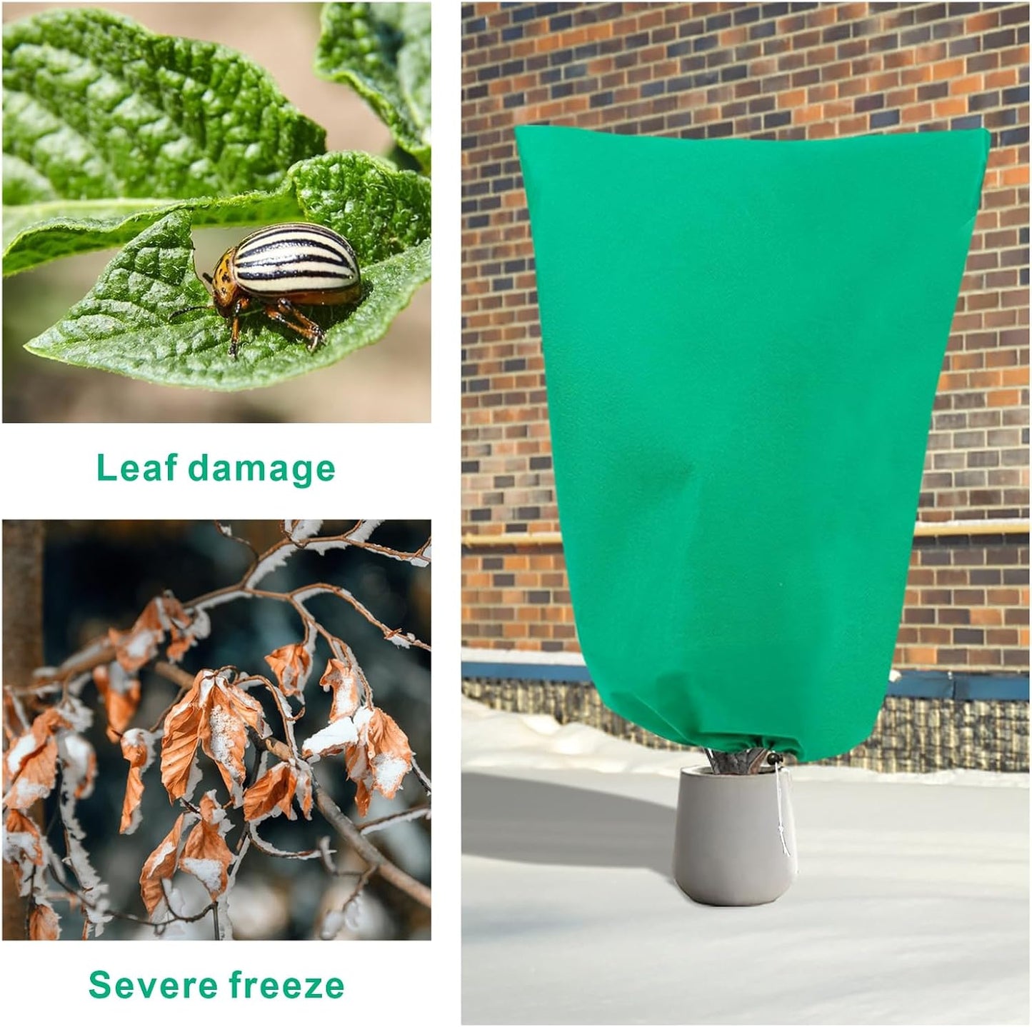 6 PCS Plant Covers Freeze Protection with Zipper Drawstring, 47.2"x31.5"
