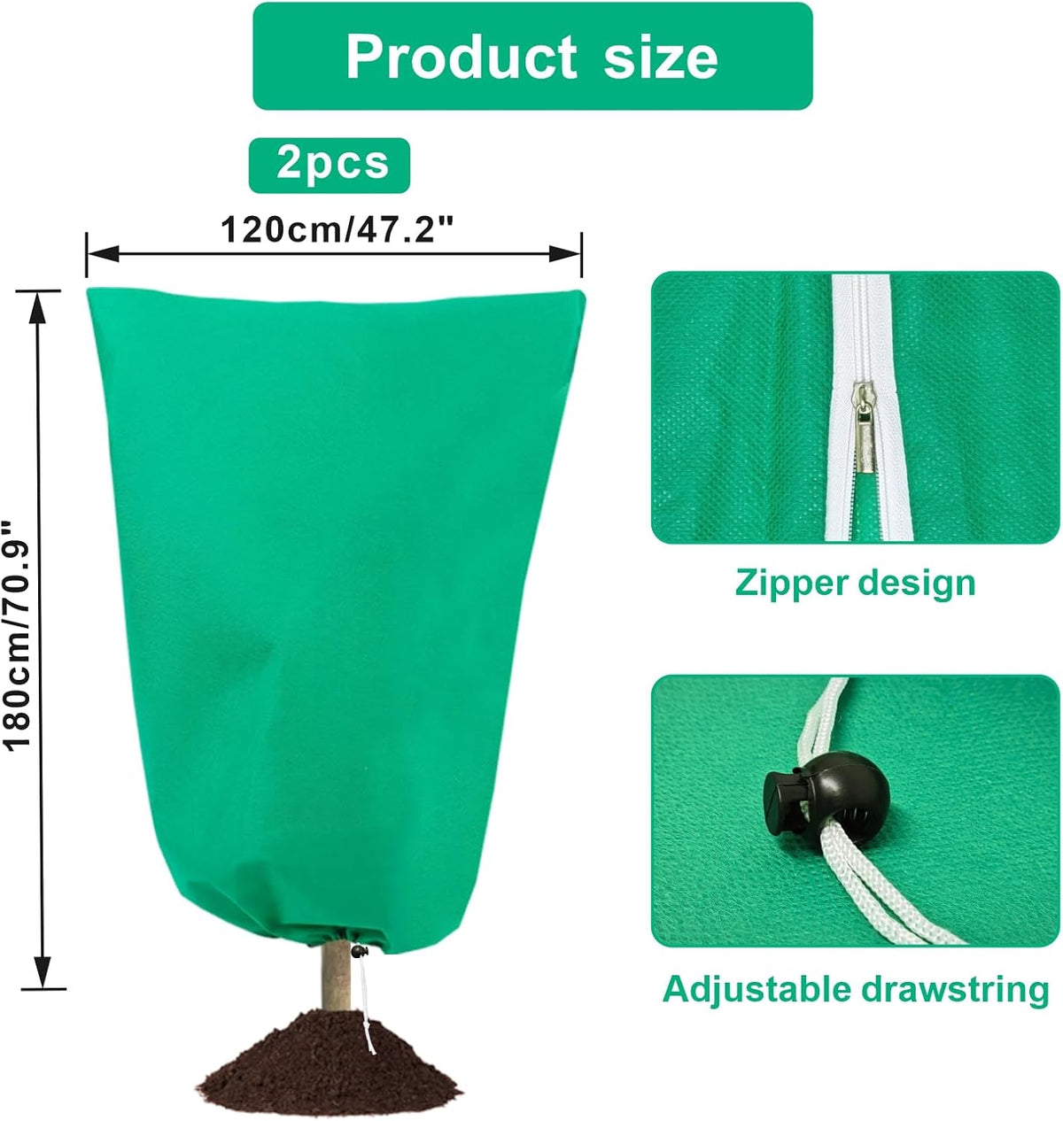 6 PCS Plant Covers Freeze Protection with Zipper Drawstring, 47.2"x31.5"