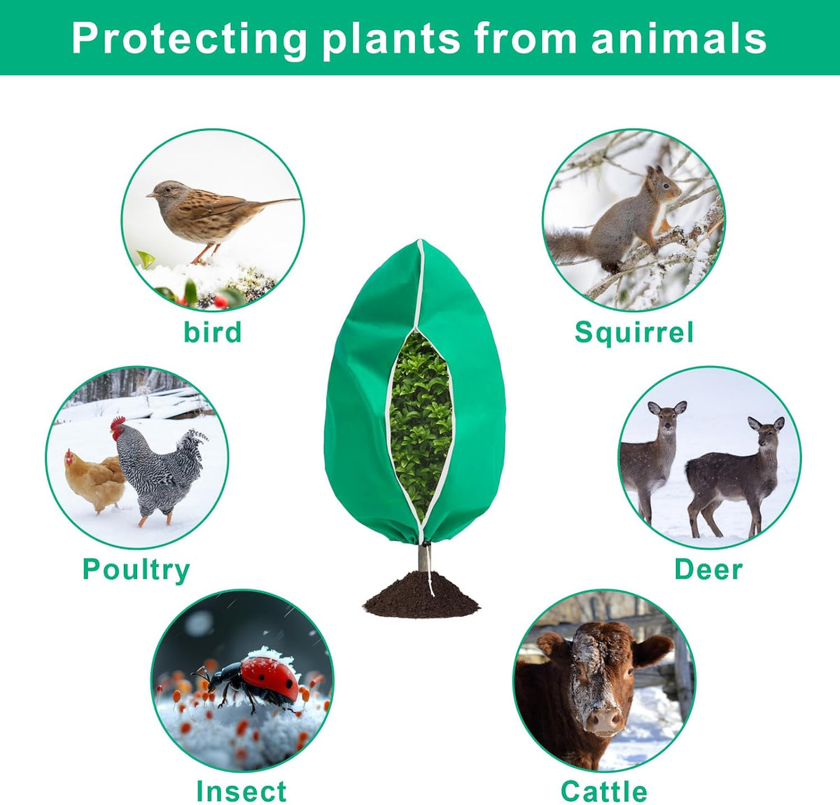 6 PCS Plant Covers Freeze Protection with Zipper Drawstring, 47.2"x31.5"