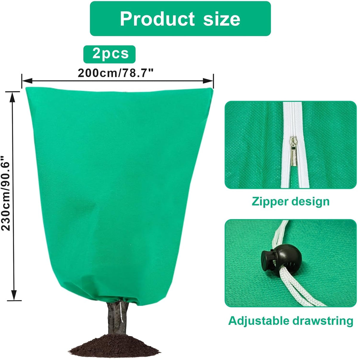 6 PCS Plant Covers Freeze Protection with Zipper Drawstring, 47.2"x31.5"